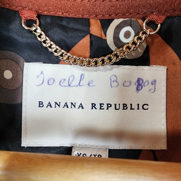 Banana Republic Wool Pea Coat High Collar Floral Lining Rust Size XS - Picture 9 of 16